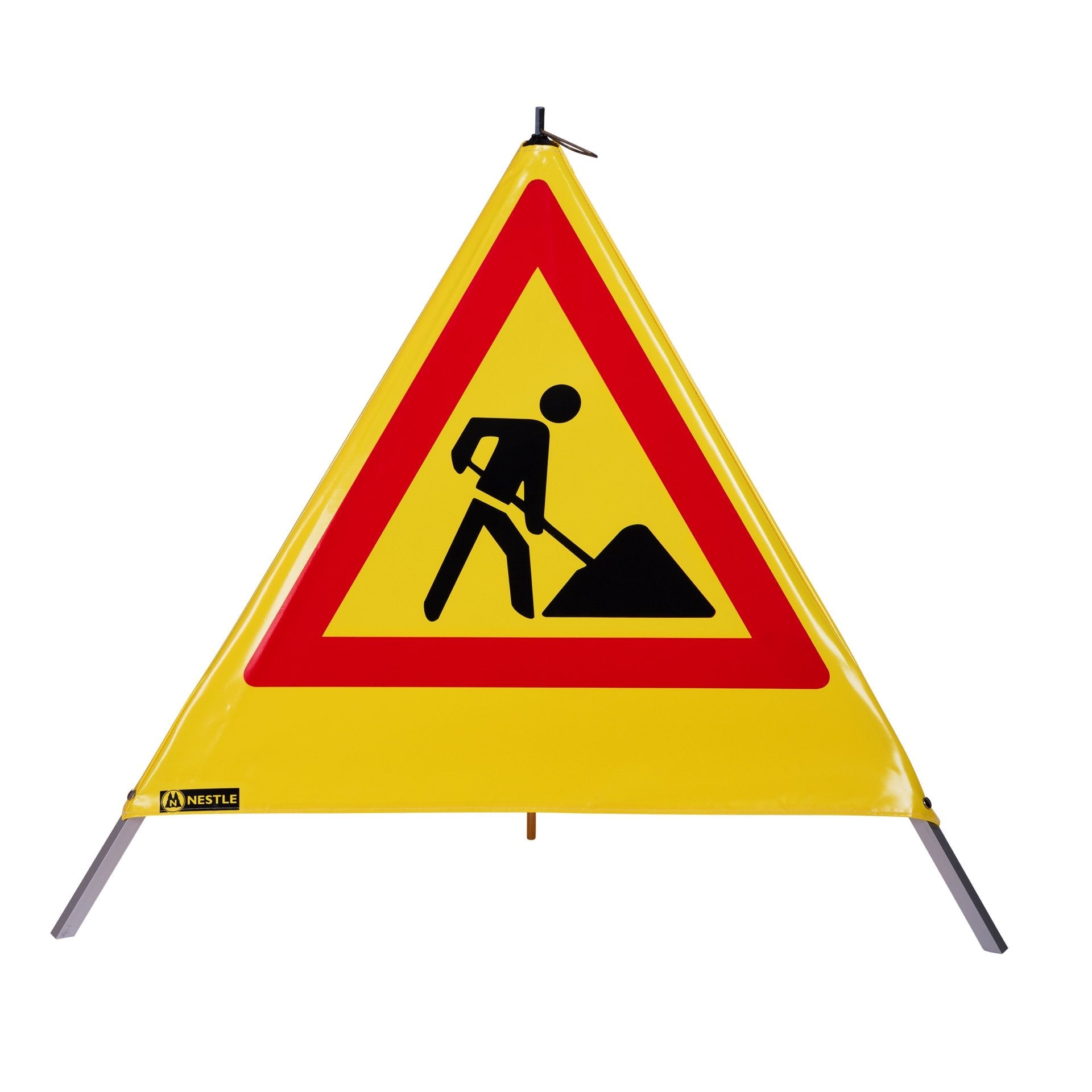 NESTLE Warnpyramide 90 cm, Schaufelmann (VZ123), gelb, mit Mittelfuß NESTLE Warnpyramide 90 cm, Schaufelmann (VZ123), gelb, mit Mittelfuß